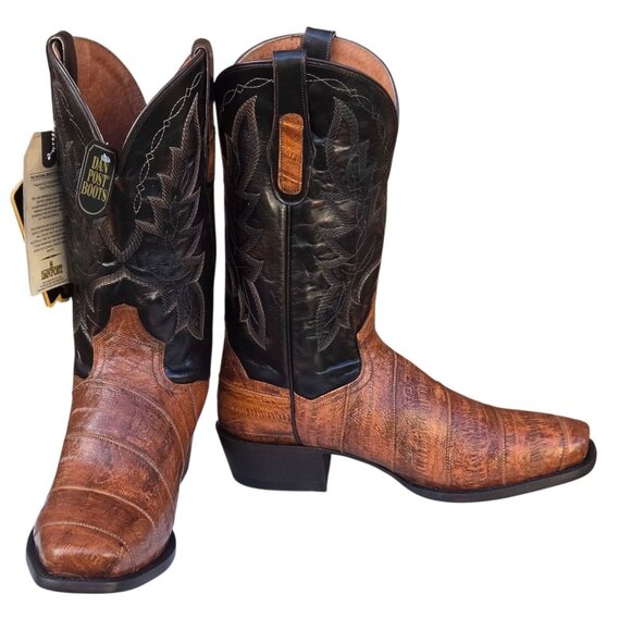 Dan Post Cowboy Boots Mens Exotic Eel Leather Brown Two Tone 8.5 D Never Worn - Picture 3 of 16